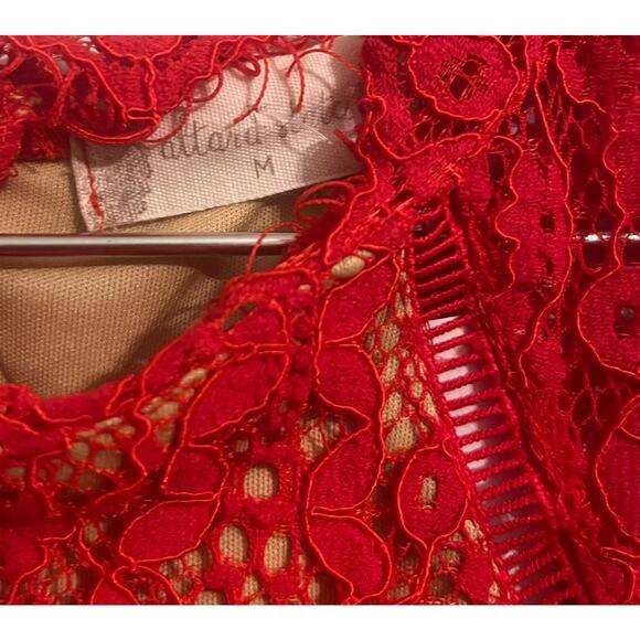 Altar’d State Womens Red Lace Cap Sleeve Knee Length Dress M - Picture 5 of 5